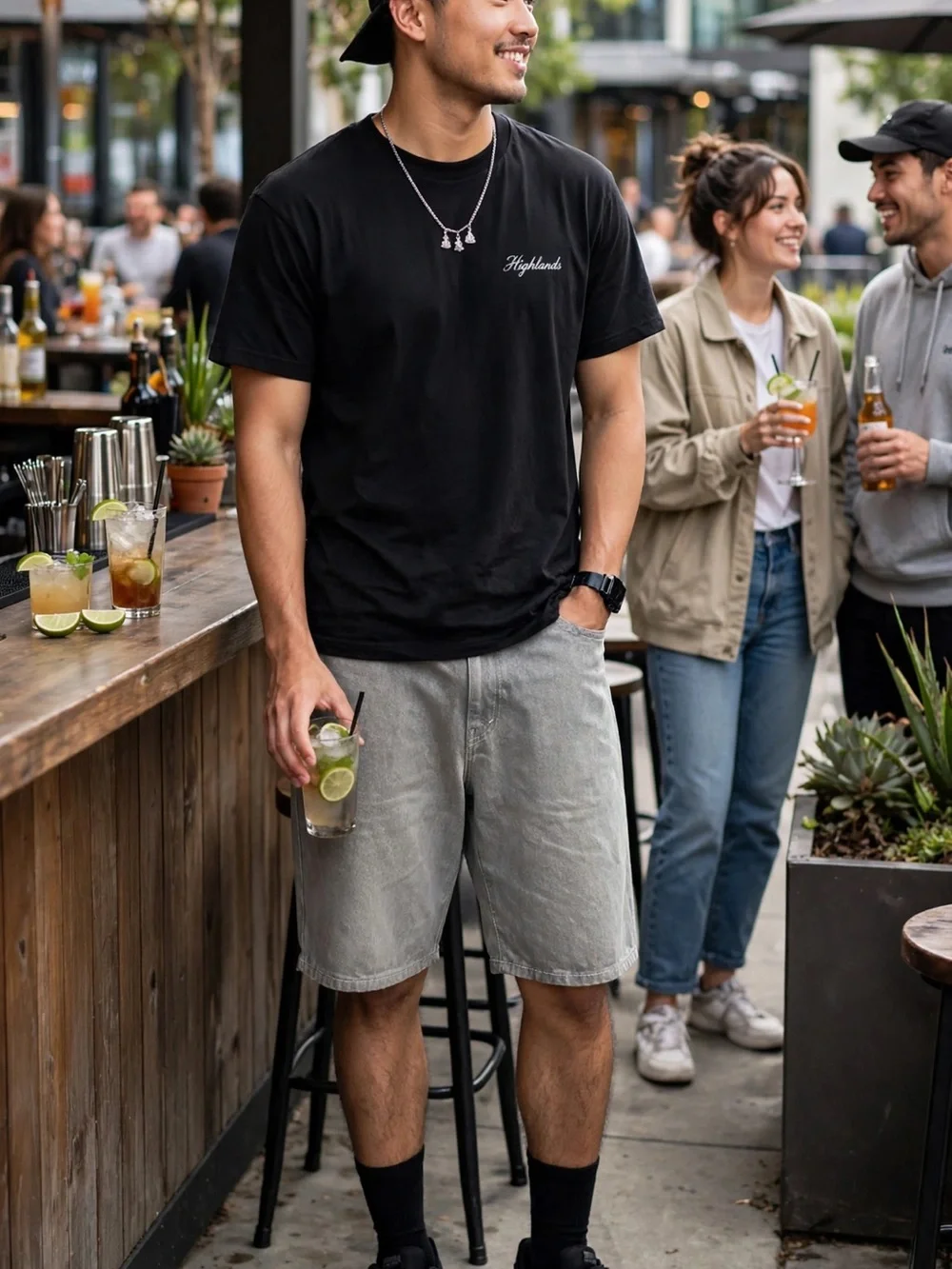 Men's Gray Denim Shorts